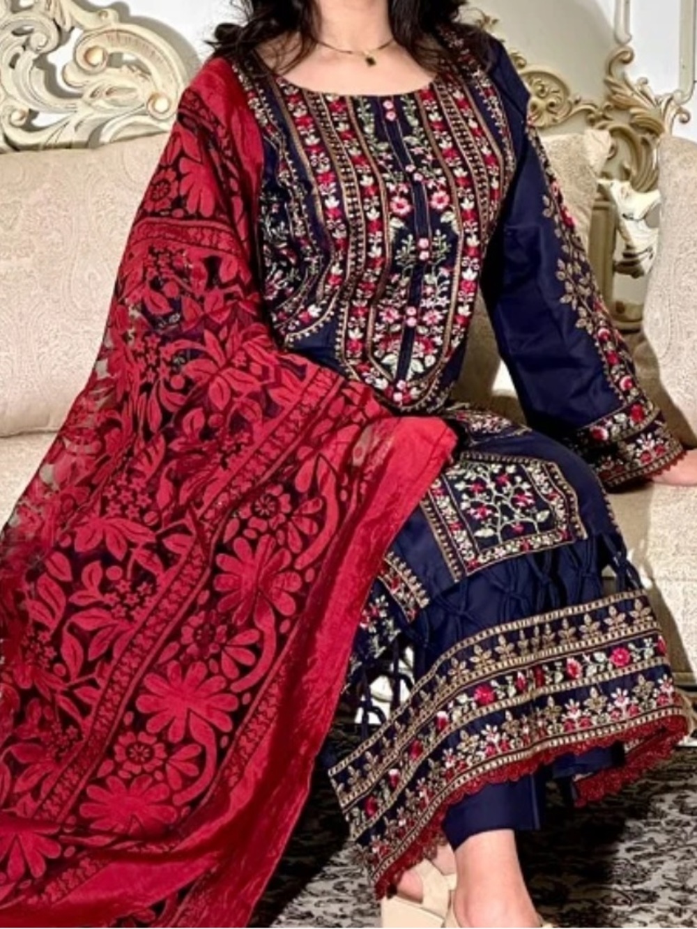 Pakistani Indian Womens’s 3-Piece Shalwar Kameezee with Dupatta